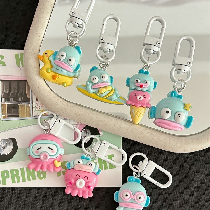 SANRIO poppyjoy ซานริโอ้ฮันตันจี้ปลาน่าเกลียดการ์ตูนน่ารักกระเป๋านักเรียนจี้นักเรียนพวงกุญแจจี้คู่