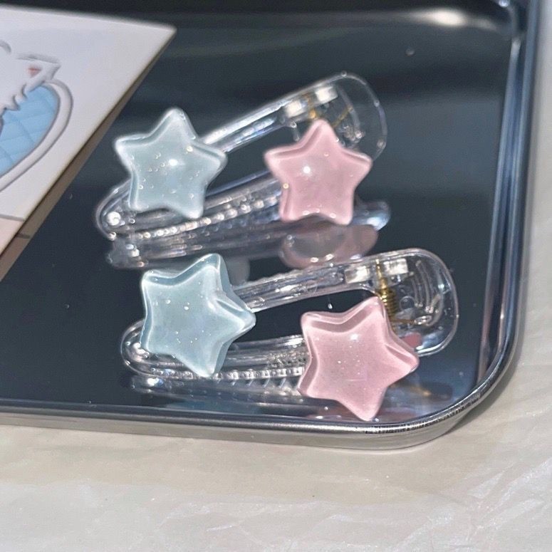 poppyjoy Double Stars Hairpin Sweet Ins Style Hairpin น่ารักโปร่งใส Hairpin