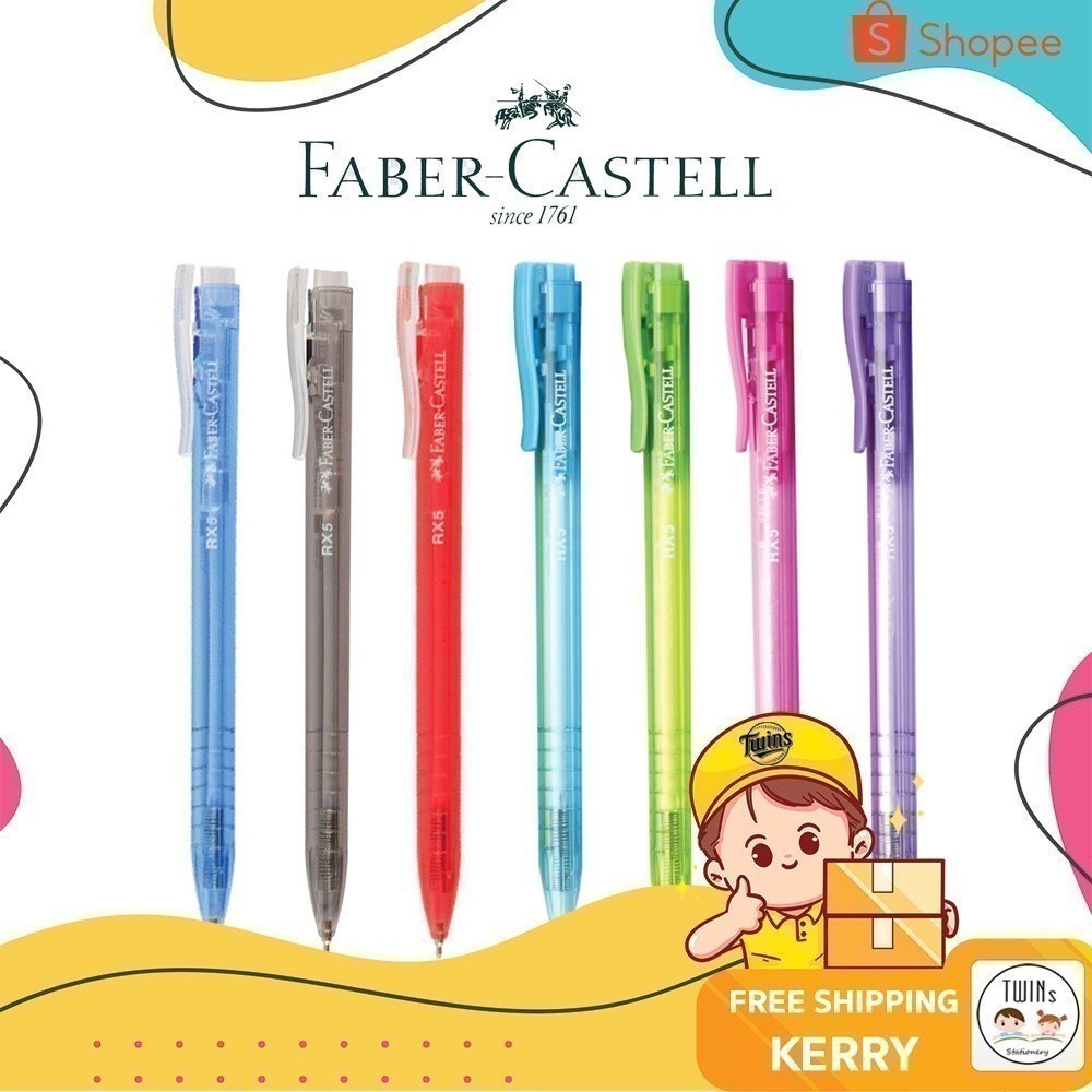 ถูกสุด ปากกาลูกลื่น Faber Castell พาสเทล แบบกด รุ่น RX5 ขนาดหัว 0.5 MM