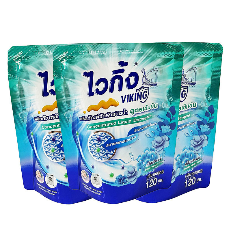 ไวกิ้ง น้ำยาซักผ้าเข้มข้น กลิ่นสวีทแพร์ 120 มล. x 3 VIKING Liquid Detergent Sweet Pears 120 ml x 3