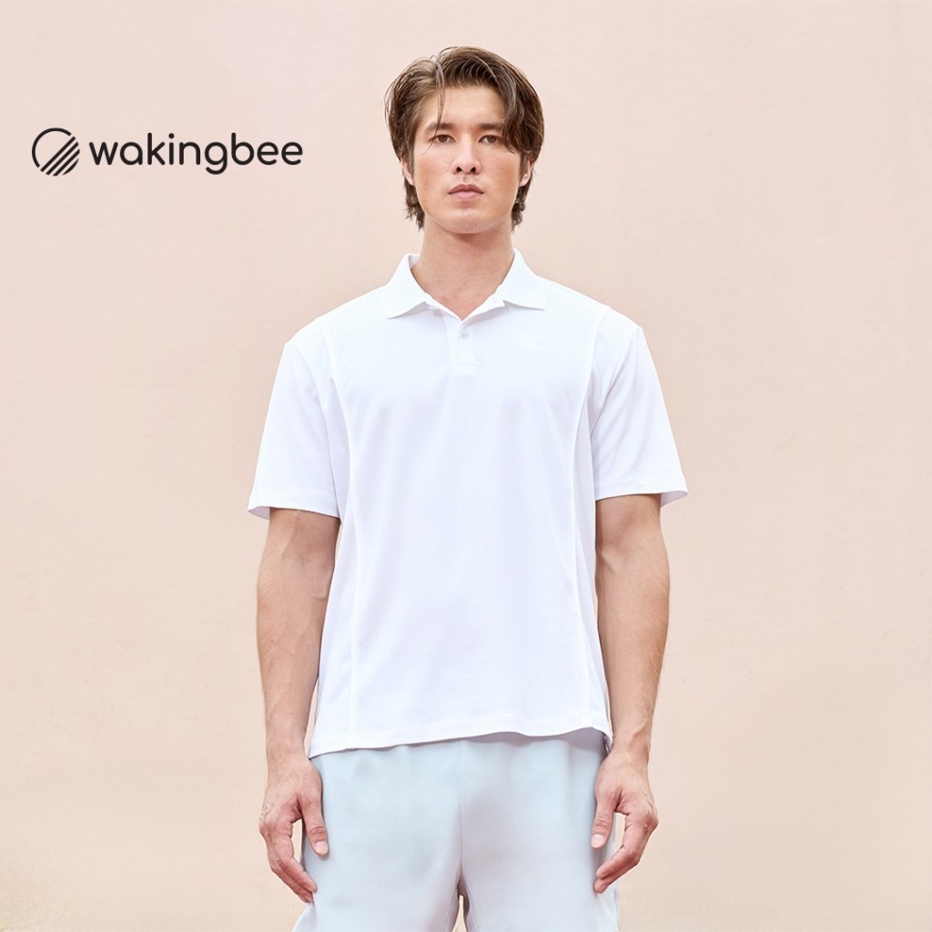 Wakingbee Eagle Shirt (White) เสื้อโปโลผู้ชาย คอปก แขนสั้น ทรงสวย ดีไซน์เดินเส้นปัก ผ้ากันยูวี แห้งไว สำหรับกอล์ฟ เทนนิส