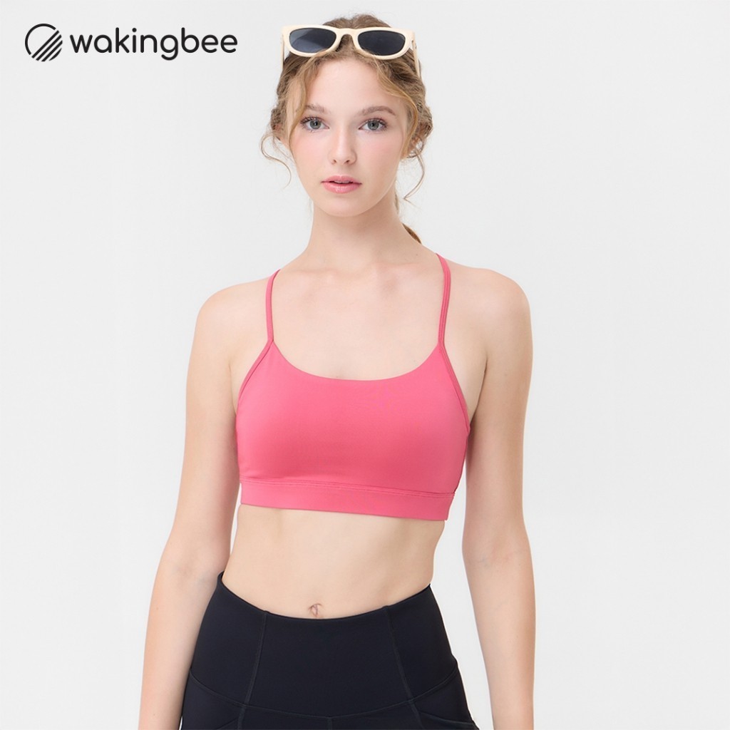 Wakingbee Avenue Bra (Hot Pink) สปอร์ตบรา รุ่นขายดี แมทช์ง่าย สายหลังไขว้สวย ผ้ากระชับ ยืดหยุ่นดี กันยูวี มีฟองน้ำ