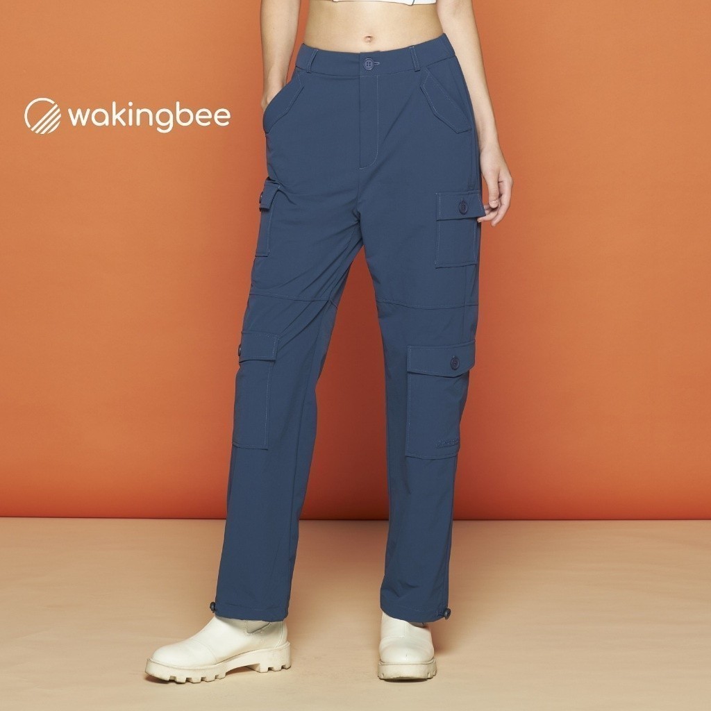 Wakingbee by Mark Kim Street Cargo (Navy) กางเกงคาร์โก้ผู้หญิง ขาตรง ทรงสวย กระเป๋า 8 ใบ ชายขารูดจัมพ์ได้ ผ้าฟังก์ชั่น