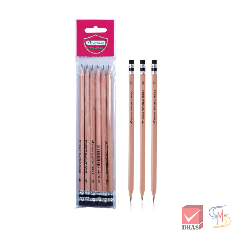 Master Art มาสเตอร์อาร์ต ดินสอ ดินสอดำ ลายไม้ 2B จำนวน 6 แท่ง