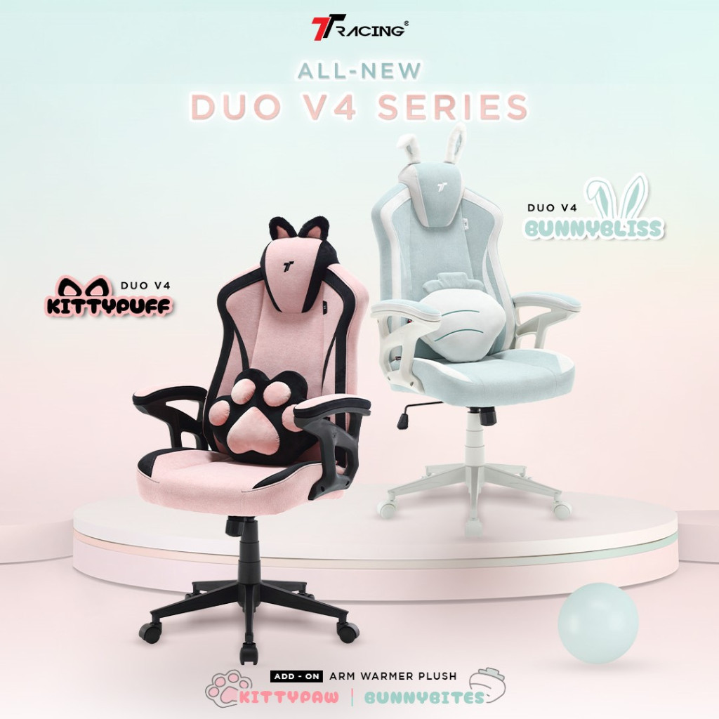 TTRacing Duo V4 KittyPuff BunnyBliss Gaming Chair เก้าอี้สำนักงาน เก้าอี้เกมมิ่ง - รับประกันอย่างเป็นทางการ 2 ปี