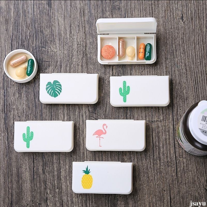 🛒 Mini Portable Pill Box Fashion Three Grid Cartoon Week Pill Box