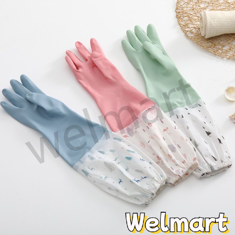 welmart ถุงมือล้างจานยาว สไตล์ญี่ปุ่น แบบหนา กันน้ำ ขนาด 50 ซม. มีให้เลือก 3 สี
