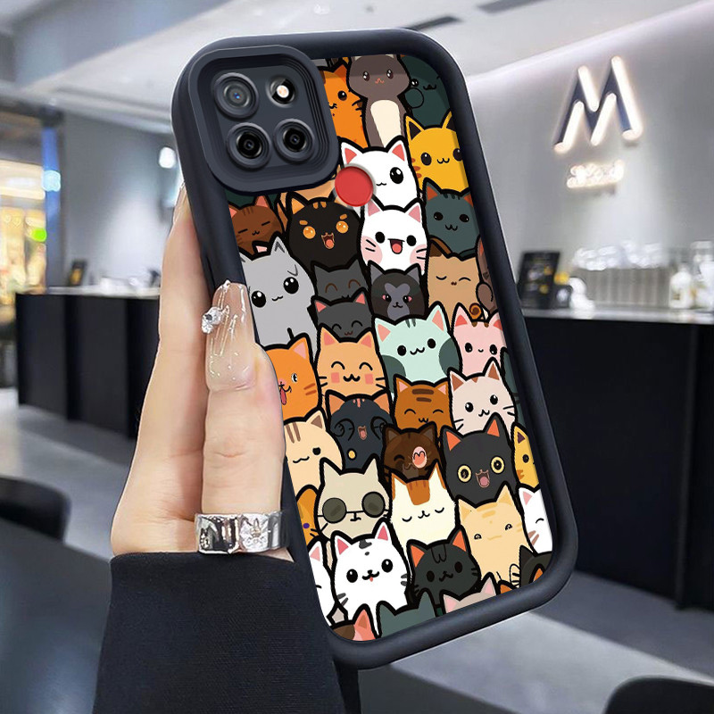เคสสำหรับ Realme C12 C25 C25s Narzo 20A Narzo 30A Narzo 50A เคสป้องกันโทรศัพท์รูปแมวน่ารัก