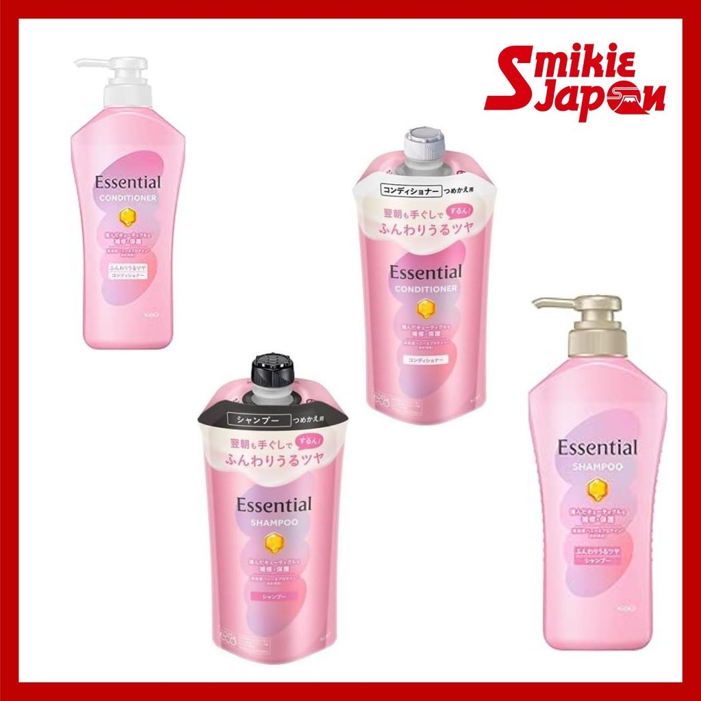 Biore Essential Soft And Shiny Shampoo Pump 450Ml Refill 300Ml Conditioner Pump 450Ml Refill 300Ml โดยตรงจากญี่ปุ่น