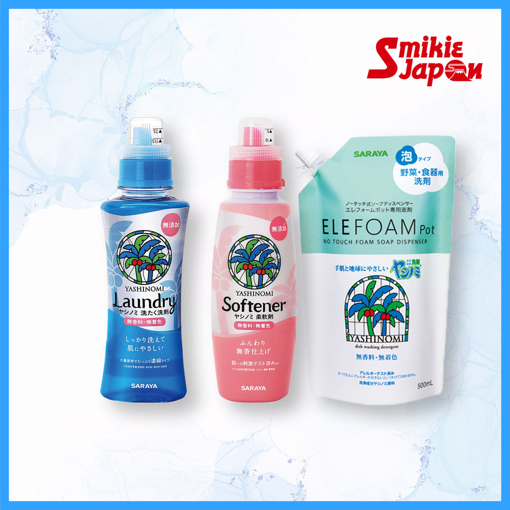 TOKYO SARAYA Yashinomi น้ำยาล้างจานแบบโฟม (500ml)/น้ำยาซักผ้าเข้มข้น (520ml) น้ำยาปรับผ้านุ่ม (520ml