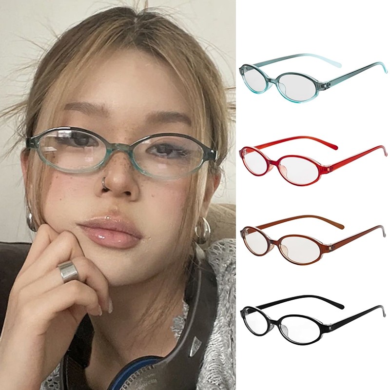 candypop Y2k Retro ญี่ปุ่นเกาหลีกรอบแว่นตาขนาดเล็กหญิง Ins ยุโรปอเมริกาGradientสีแว่นตา