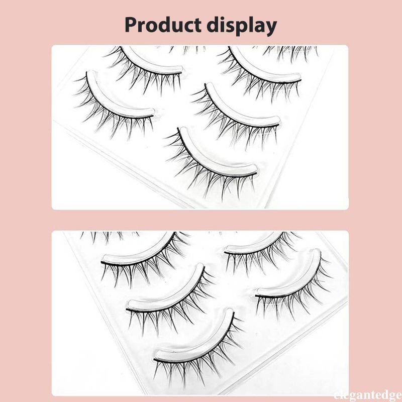elegantedge ห้าคู่ขนตาปลอมหญิงธรรมชาติจําลองสายตกปลา Stalk Soft Curled Eyelashes