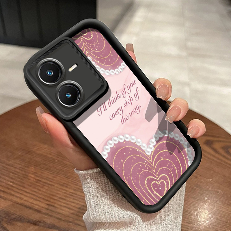 เคสสำหรับ VIVO Y22 VIVO Y22s เคสป้องกันโทรศัพท์ตกลายผู้หญิงสีชมพู