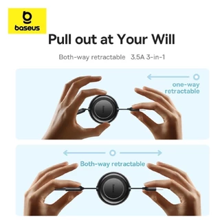 Baseus สายชาร์จเร็ว รุ่น Bright Mirror 2 Series Retractable 3-in-1 Fast Charging Data Cable USB/Type C to M+L+C