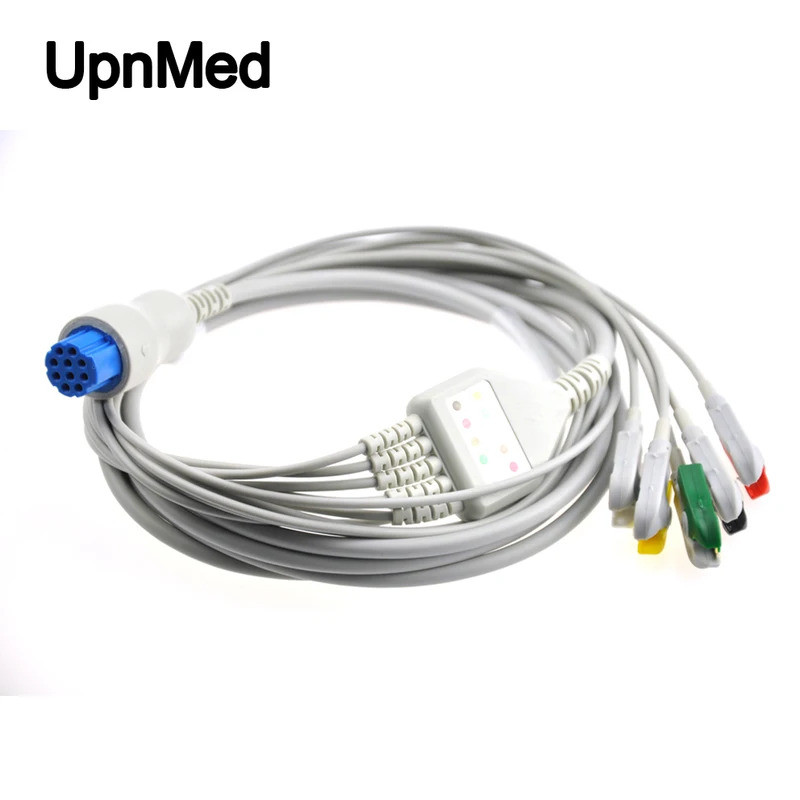 ★GE Datex 10 Pin 5 Lead One Piece ECG Cable,คลิป,IEC