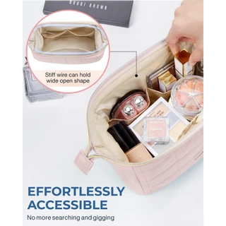 BAGSMART กระเป๋าเครื่องสําอางกระเป๋าเดินทางแต่งหน้า Puffy เบาะ Make Up กระเป๋าสําหรับผู้หญิงอุปกรณ์อาบน้ํา Organizer Case