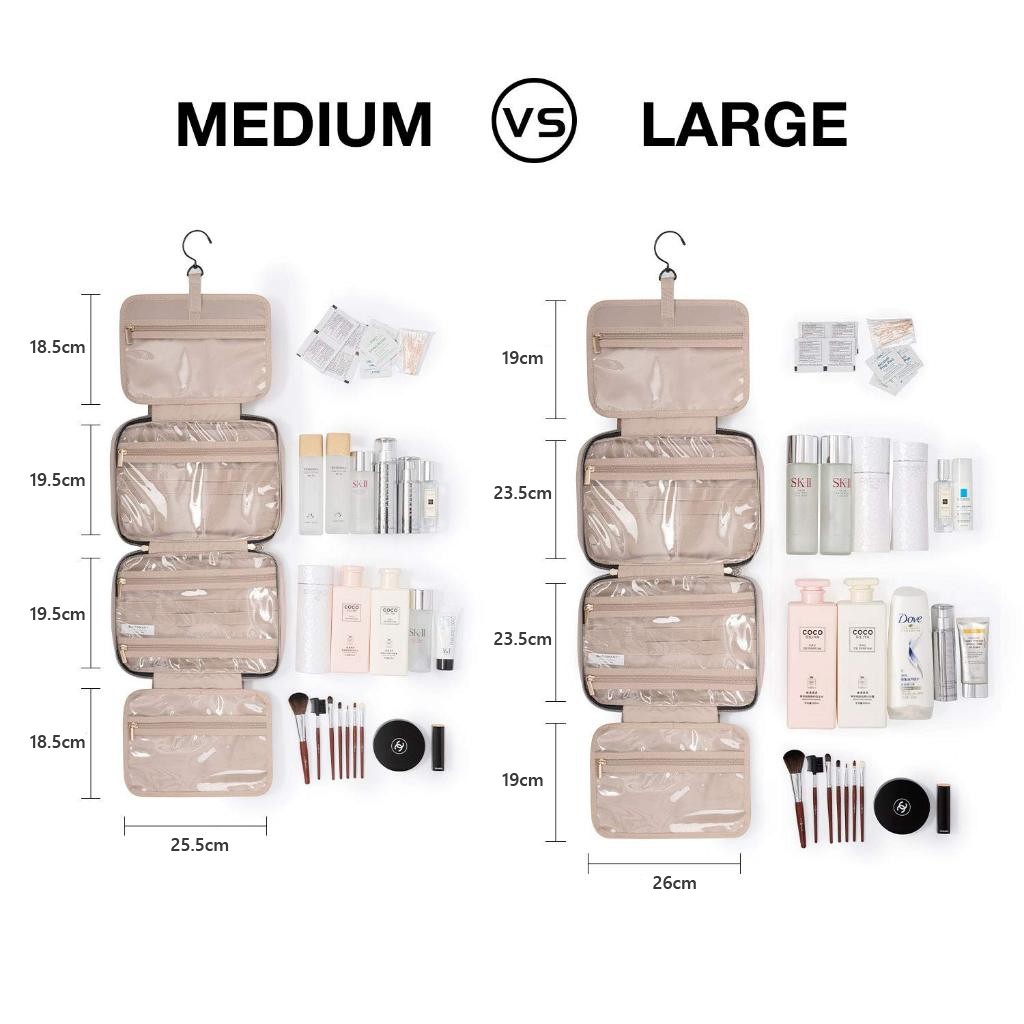BAGSMART กระเป๋าเครื่องสําอาง แขวน makeup bag กระเป๋าจัดเก็บระเบียบพกพา กันน้ำซิปคู่ กระเป๋าใส่ของอเนกประสงค์