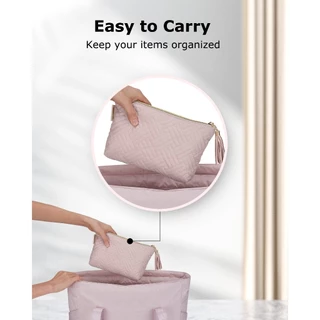 BAGSMART กระเป๋าเครื่องสําอาง จุของได้เยอะ แบบพกพา สําหรับผู้หญิง กันน้ํา กระเป๋าใส่อุปกรณ์อาบน้ํา กระเป๋าคลัทช์ สีพื้น สําหรับเดินทาง