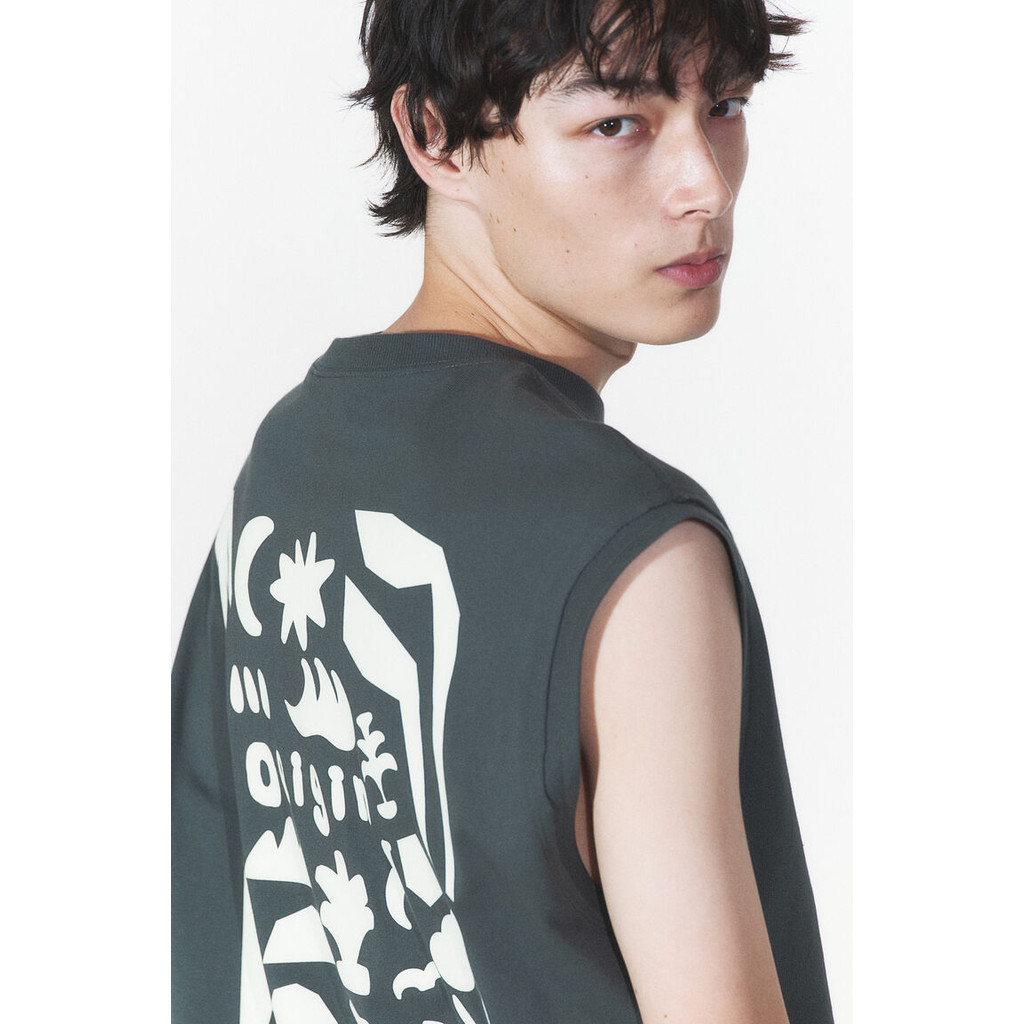 H&M ผู้ชาย Loose Fit Printed vest top 1264155_1