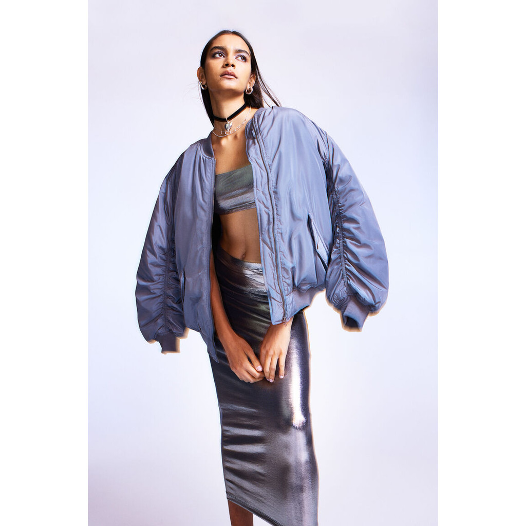 H&M Woman Metallic maxi skirt 1206239_1