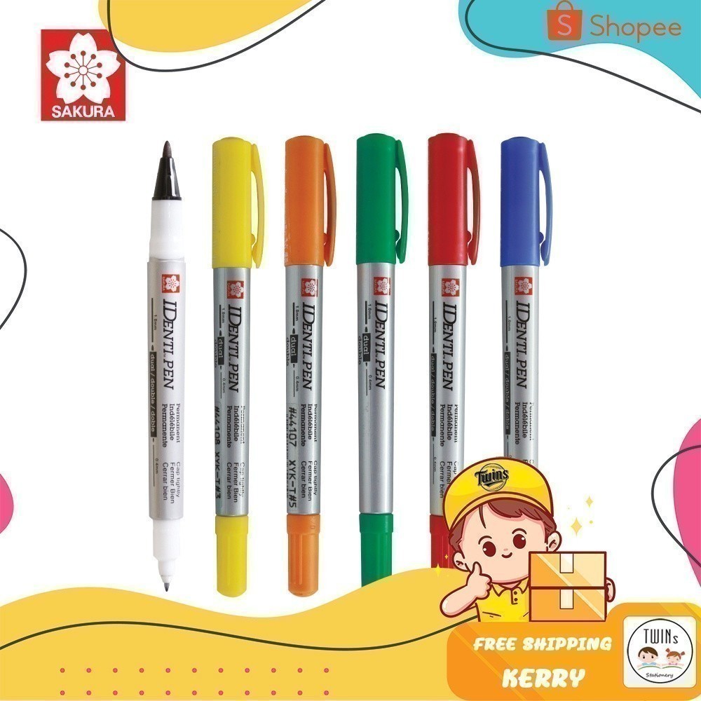 ปากกา Permanent ปากกาเขียนแผ่นซีดี IDENTI PEN 2 หัว SAKURA รุ่น XYKT