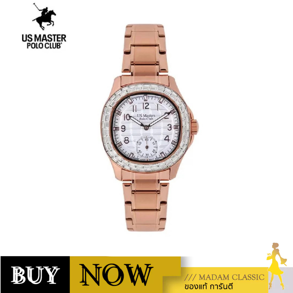 US MASTER POLO CLUB นาฬิกาข้อมือ UTHE EMPIRE CRYSTAL 30MM ROSEGOLD / WHITE USM-DD44