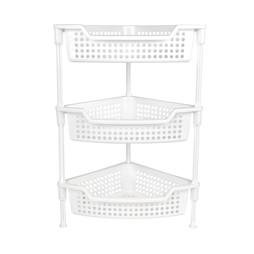 KASSA HOME ชั้นวางพลาสติก 3 ชั้น แบบเข้ามุม Circle รุ่น API-10302-3 ขนาด 41.3 x 27 x 58.5 ซม. สีขาว