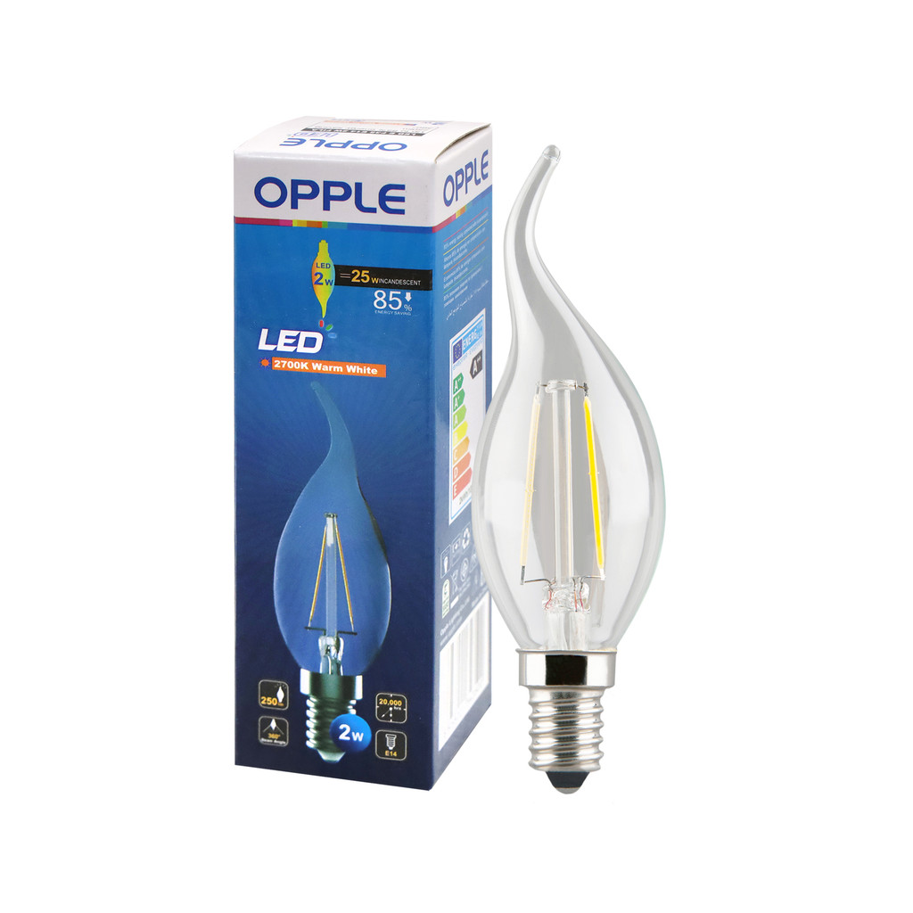 OPPLE หลอด LED Filament Candle E14 2W Warm White รุ่น EF35E14-2WFILAWWCTTR