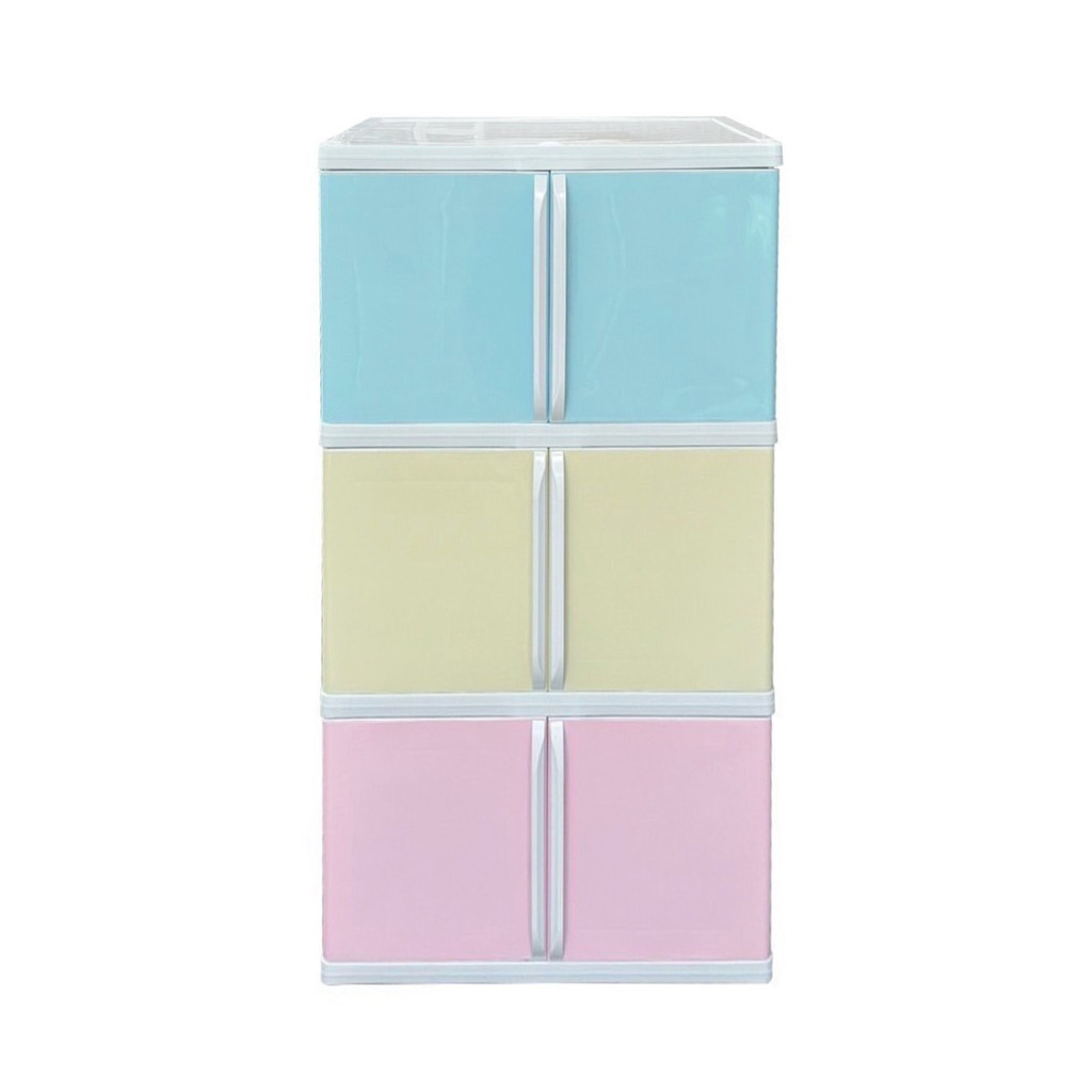 KASSA HOME ตู้บานเปิดอเนกประสงค์ 3 ชั้น รุ่น ZKG-Color Vid S3 ขนาด 69 x 50 x 121 ซม. สีพาสเทล