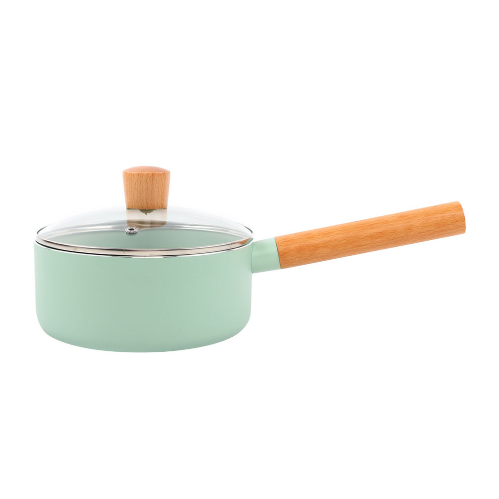 KASSA HOME หม้อด้ามเคลือบเซรามิกพร้อมฝาแก้ว18 ซม. รุ่น ED-0102 ขนาด 18 x 35.5 x 13.5 ซม. สีฟ้า