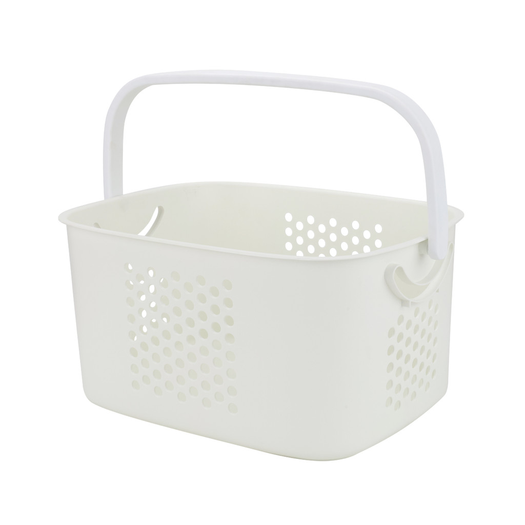 ตะกร้าพลาสติกทรงเหลี่ยมมีหูหิ้ว Circle KASSA HOME รุ่น 1026 ขนาด 40.5 x 29.7 x 20 ซม. สีขาว