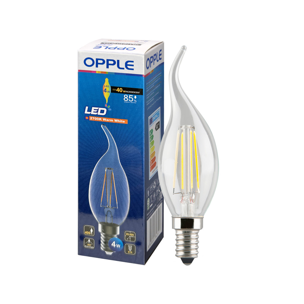 OPPLE หลอด LED Filament Candle E14 4W Warm White รุ่น EF35E14-4WFILAWWCTTR