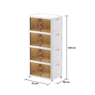 KASSA HOME ตู้บานเปิดอเนกประสงค์แบบพับเก็บได้ 4 ชั้น รุ่น C-2026-L4 ขนาด 70 x 46 x 149 ซม.
