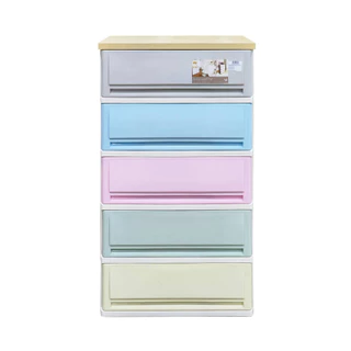 KASSA HOME ตู้ลิ้นชักอเนกประสงค์ท็อปไม้ 5 ชั้น รุ่น UDC-A05AB5 ขนาด 63 x 40 x 112 ซม. สีพาสเทล