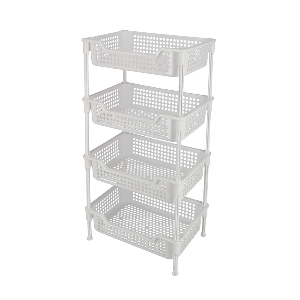 KASSA HOME ชั้นวางของพลาสติกอเนกประสงค์ 4 ชั้น รุ่น Circle API-10301M4 ขนาด 43 x 30 x 81.2 ซม. สีขาว