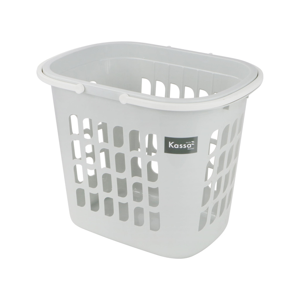 KASSA HOME ตะกร้าเหลี่ยมพร้อมหูหิ้ว พลาสติก รุ่น 4211 ขนาด 32.5 x 46 x 37.5 ซม. สีเทา