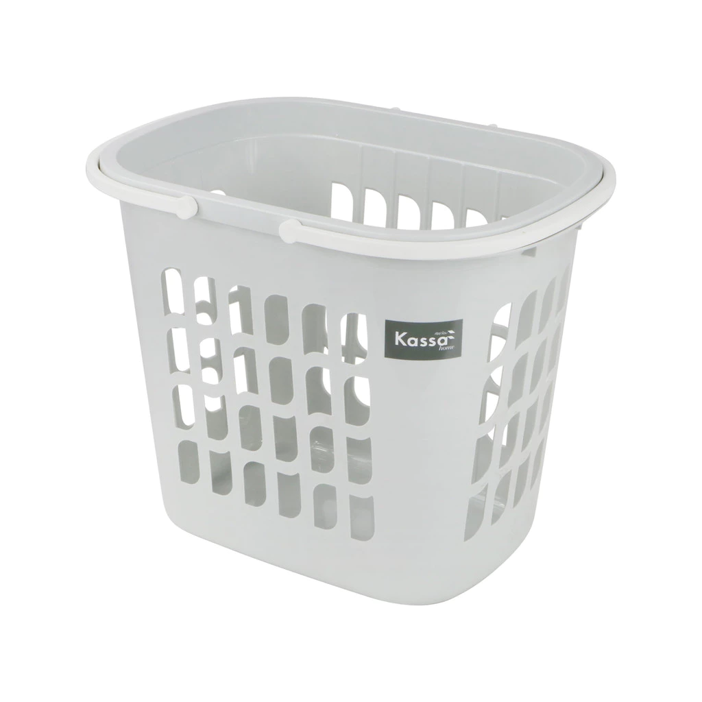 KASSA HOME ตะกร้าเหลี่ยมพร้อมหูหิ้ว พลาสติก รุ่น 4211 ขนาด 32.5 x 46 x 37.5 ซม. สีเทา
