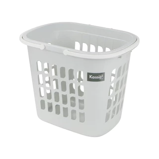 KASSA HOME ตะกร้าเหลี่ยมพร้อมหูหิ้ว พลาสติก รุ่น 4211 ขนาด 32.5 x 46 x 37.5 ซม. สีเทา