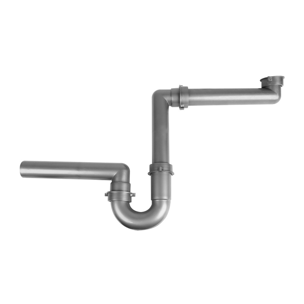 ZAGIO ท่อน้ำทิ้งอ่างล้างจานพร้อมข้องอกันกลิ่น Premium (เดี่ยว) รุ่น 3868 สีเทา