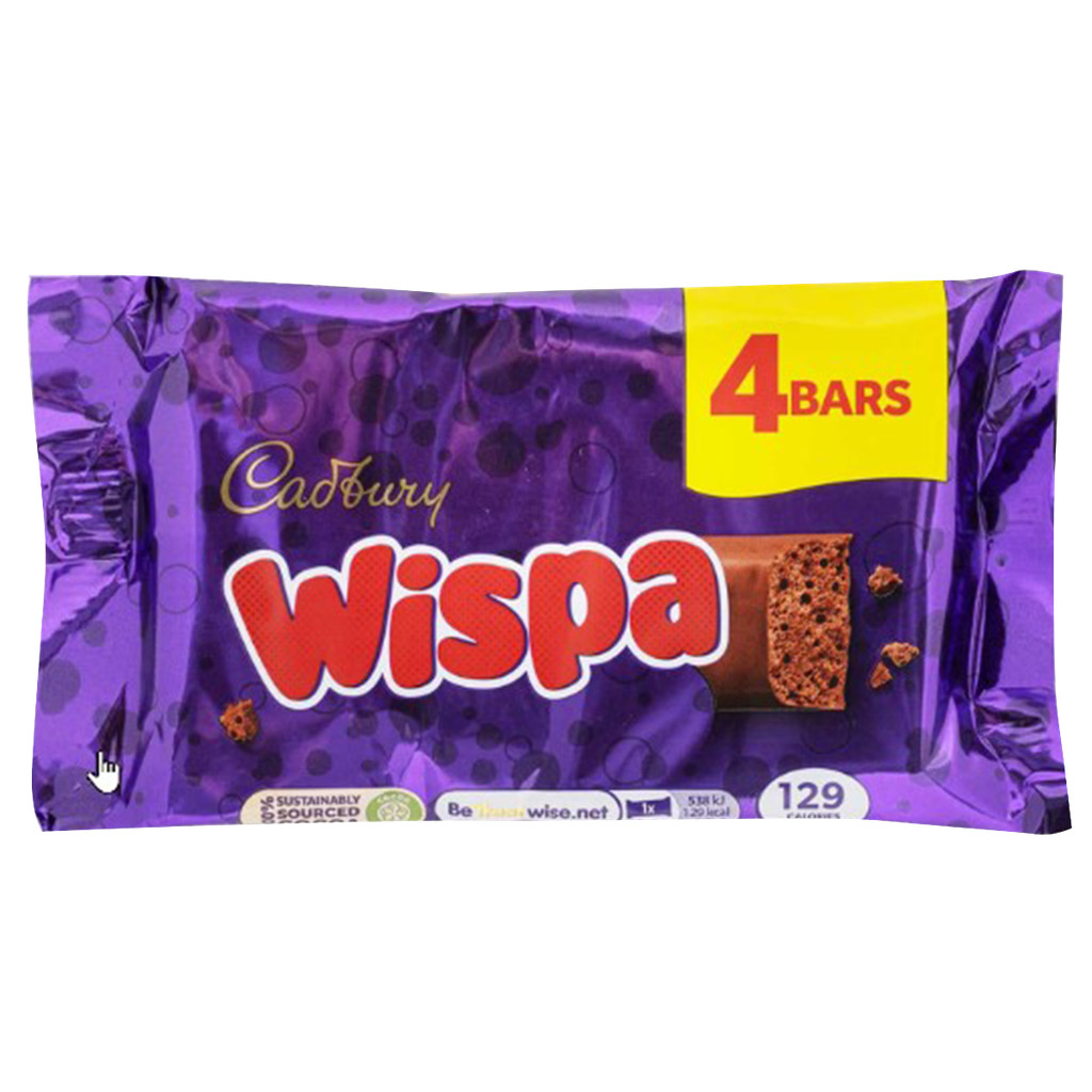 ช็อกโกแลตนมที่มีฟองอากาศเล็กๆ อร่อยลงตัว 4 ชิ้น/แพ็ค Cadbury Wispa Chocolate Bar 4Pcs/Pack