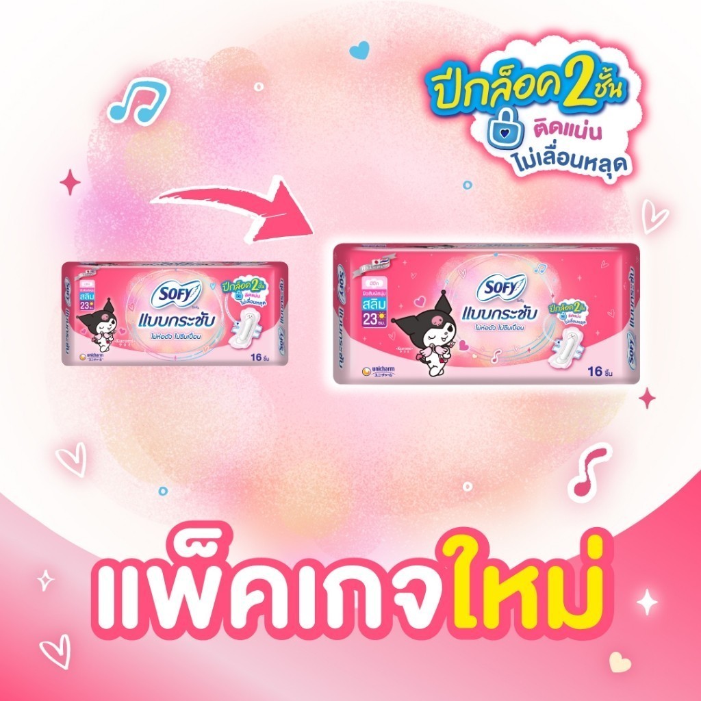 [เลือกความยาวเลย] Sofy โซฟี แบบกระชับ/ขอบปกป้อง ผ้าอนามัยสำหรับกลางวัน 22 - 26 ซม. (3 แพ็ค) - 1