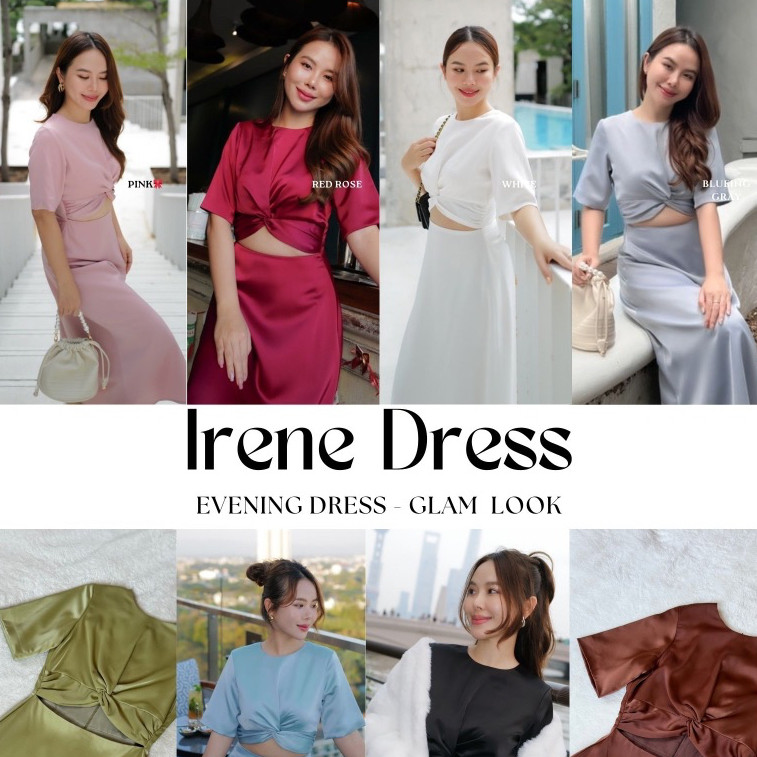 MyWay Brand : Dress - Irene ชุดเพื่อนเจ้าสาว เดรสออกงาน ผ้าซาติน