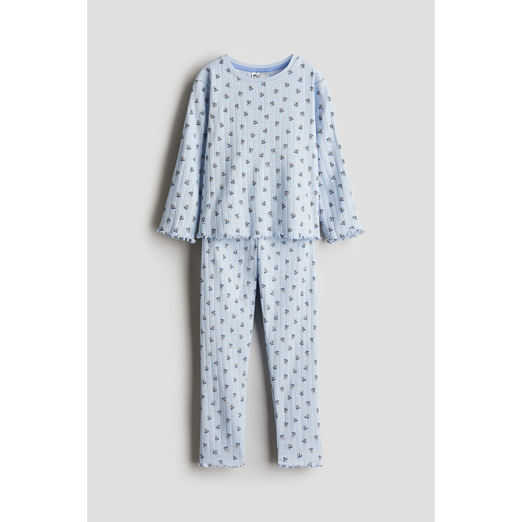 H&M(เอชแอนด์เอ็ม) ชุดนอนผ้าฝ้ายลายริบแบบมีรอยหยัก เด็กผู้หญิง 1241119_3 - รูปที่ 3