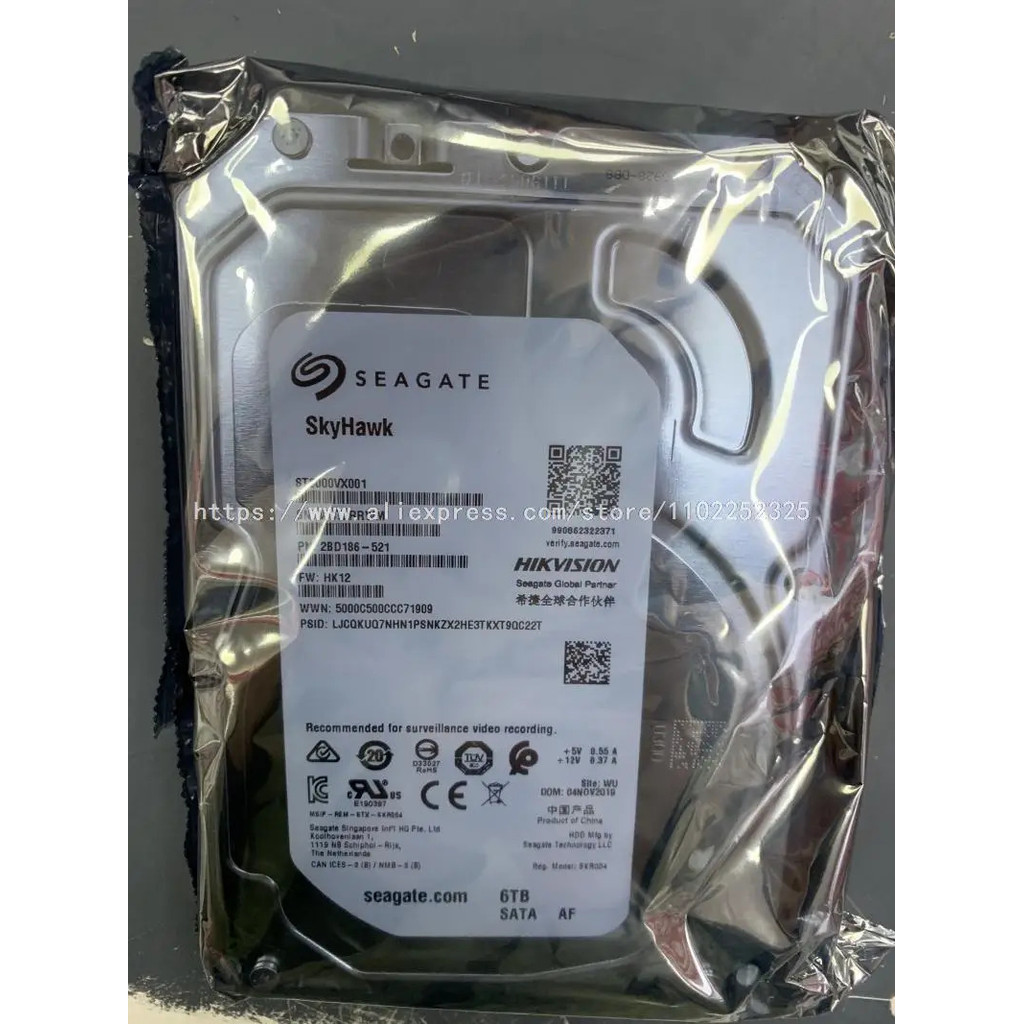 ✡ สำหรับ Seagate 6TB SkyHawk Surveillance Drive ST6000VX001 SATA 3.5 "HDD