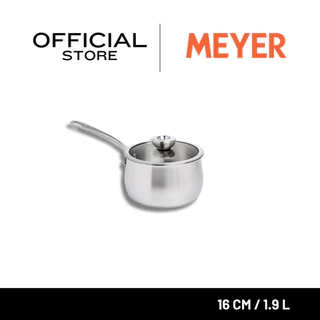 MEYER WHITE STEEL เครื่องครัวสเตนเลส สตีล หม้อด้ามขนาด 16 ซม./ 1.9 ลิตรพร้อมฝาแก้ว (71501-T)
