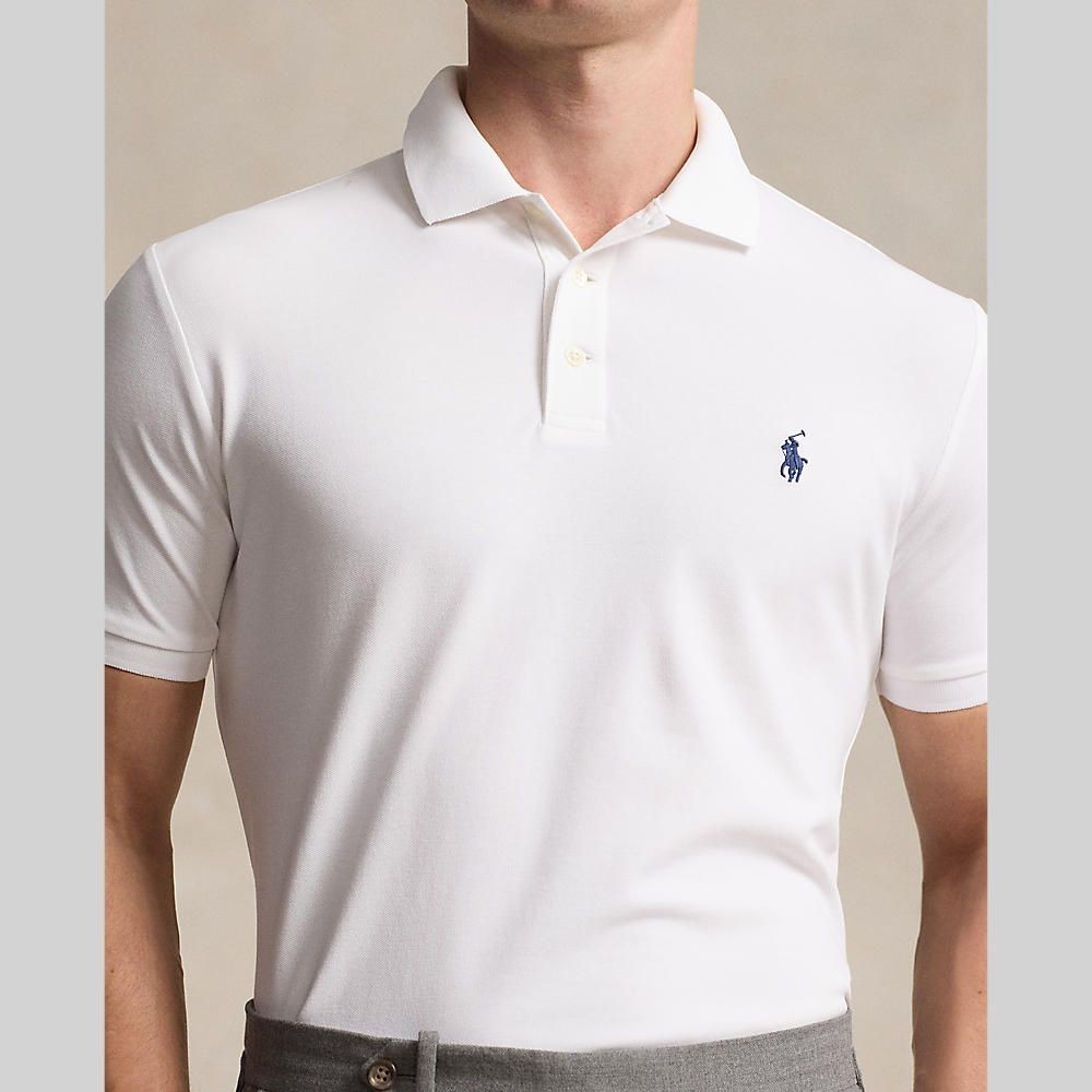 Polo Ralph Lauren เสื้อโปโลผู้ชาย Custom Slim Fit Stretch Mesh Polo Shirt รุ่น MNPOKNI1N822982 สีขาว — صورة 3