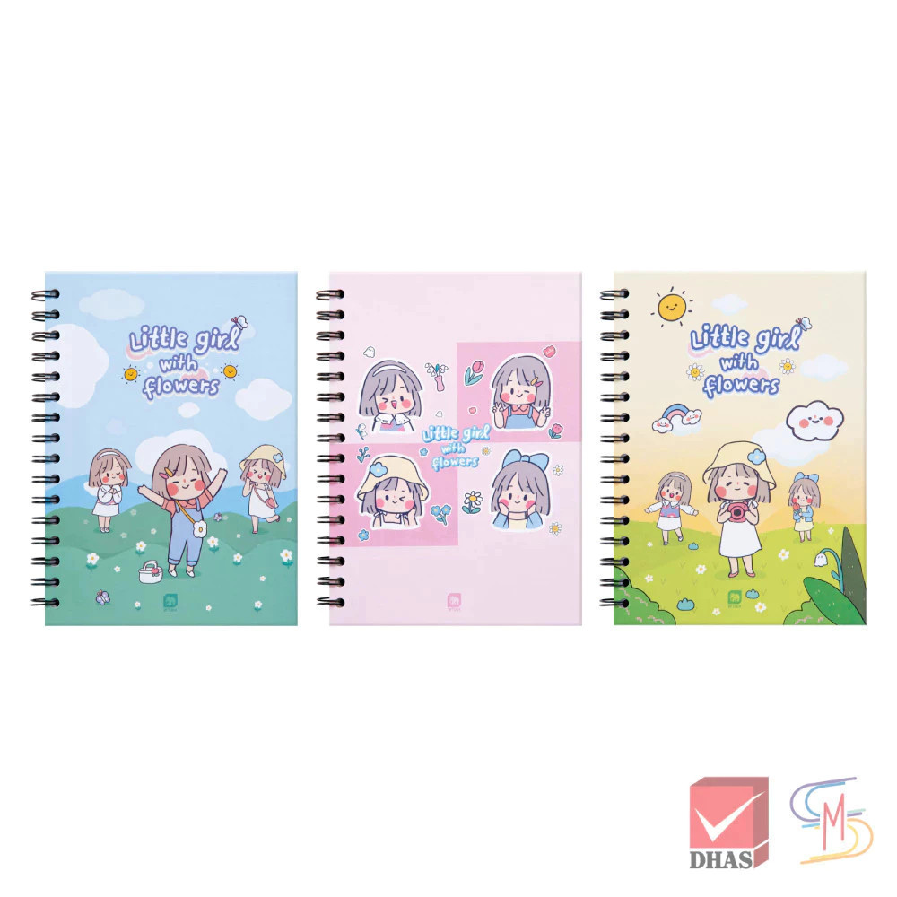 Elephant ตราช้าง สมุดโน๊ต สมุดริมลวด ปกแข็ง A5 70G 100S WT004 ซิบบิลแอนฟลาวเวอร์ จำนวน 1 เล่ม