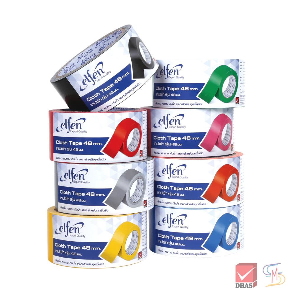 Elfen เอลเฟ่น เทปผ้า 48 มม. x 8 หลา 12 เฉดสี จำนวน 1 ม้วน