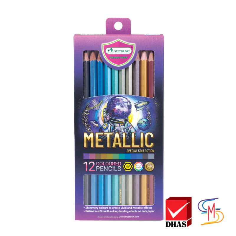 Master Art มาสเตอร์อาร์ต สีไม้ ดินสอสีไม้ 12 สี รุ่น METALLIC SET Special collection (1 กล่อง)