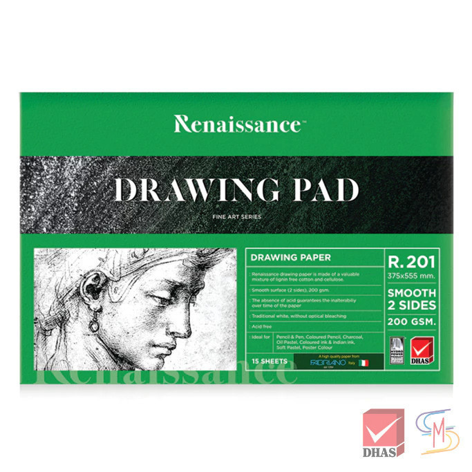 Renaissance สมุดวาดเขียน ขนาด 15x22 นิ้ว ผิวเรียบ R-201 จำนวน 1 เล่ม